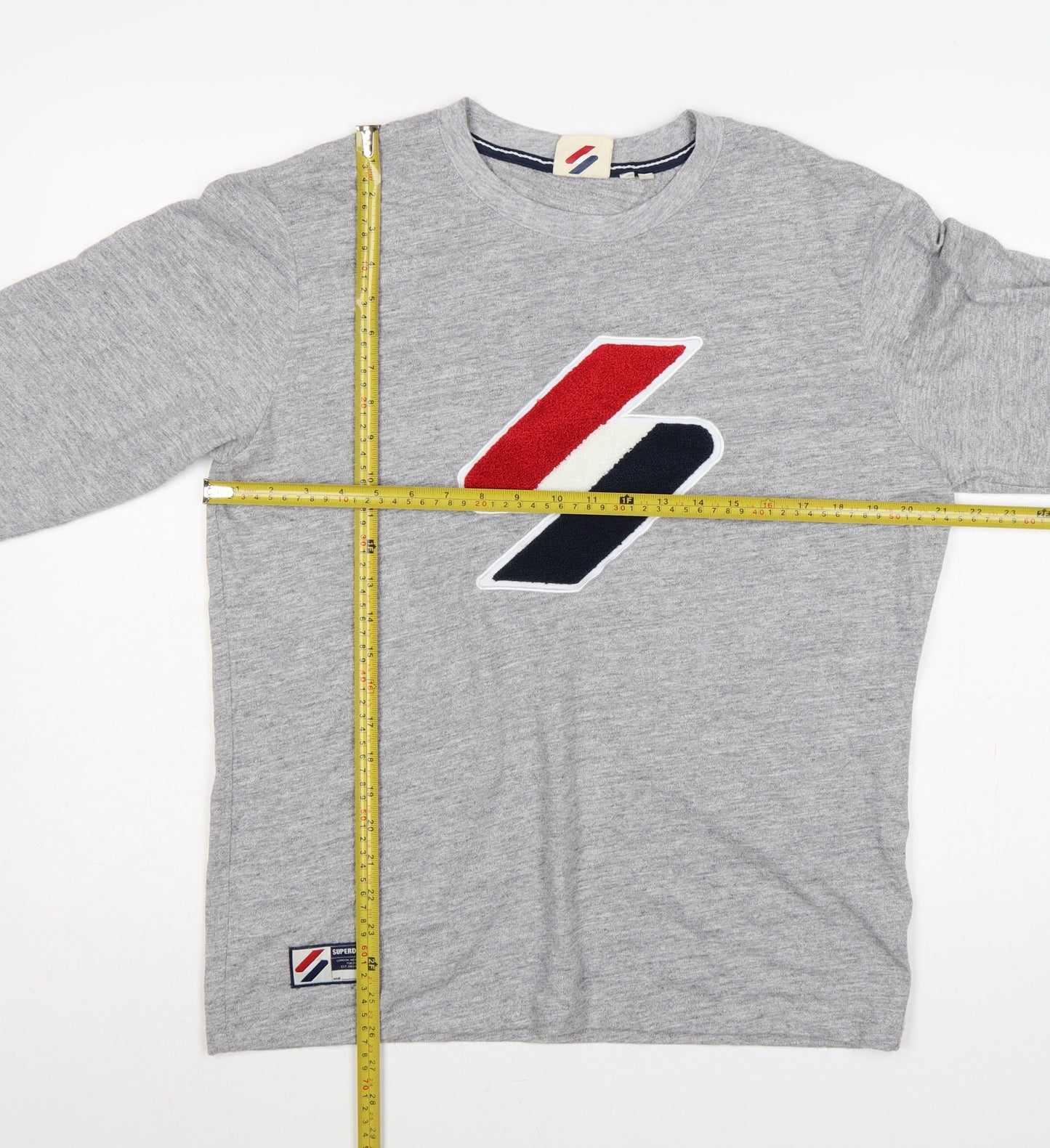 Superdry Men’s Grey S Crew Neck Logo Pullover Sweatshirt