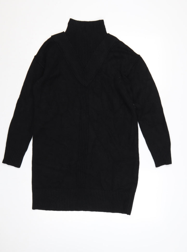 River Island Women Black S High Neck Knit Jumper Dress