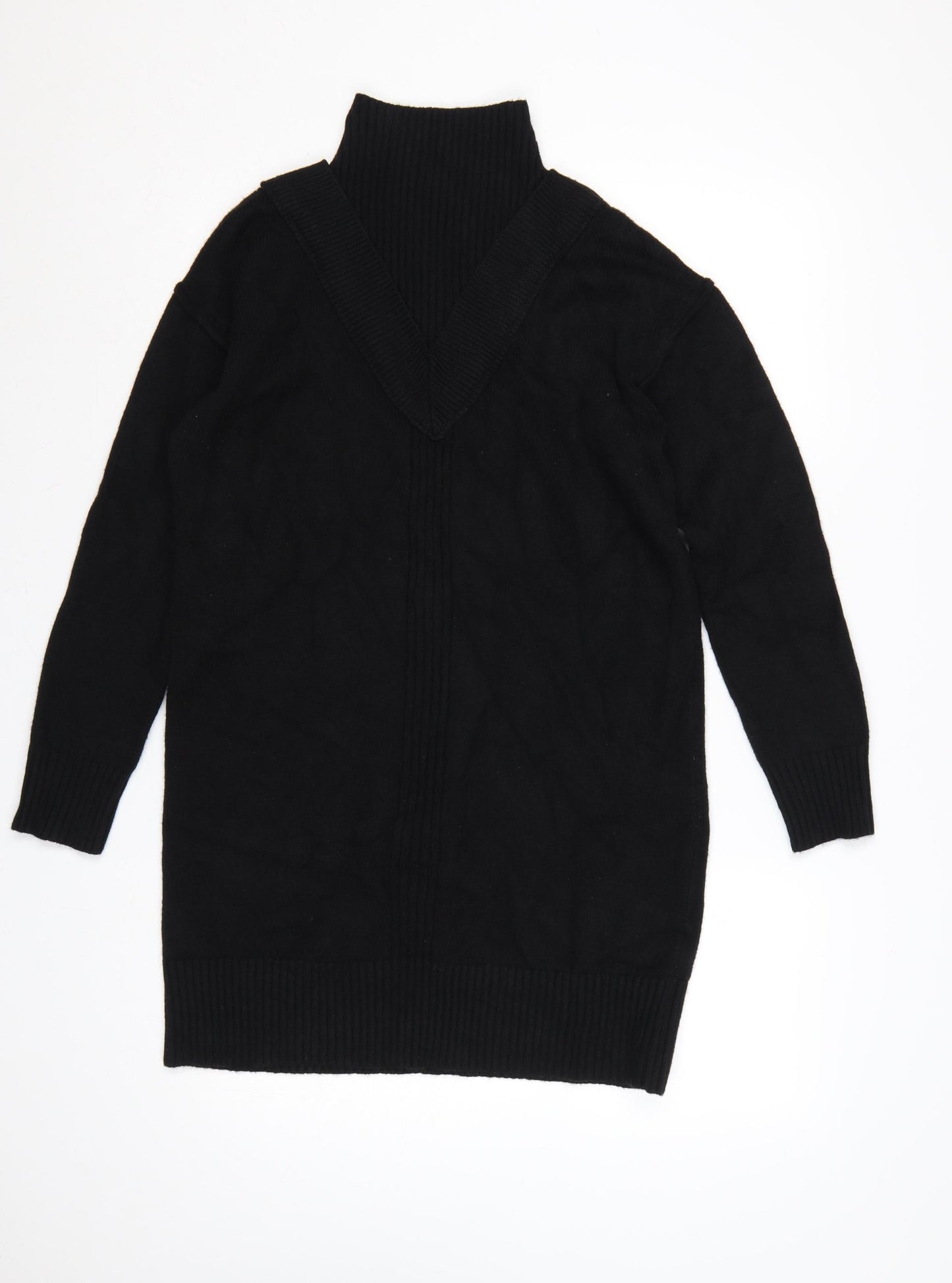 River Island Women Black S High Neck Knit Jumper Dress