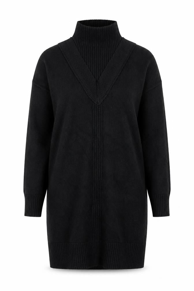 River Island Women Black S High Neck Knit Jumper Dress