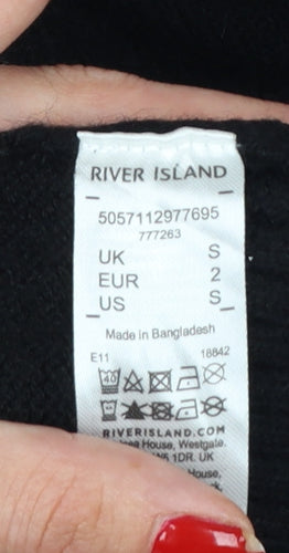 River Island Women Black S High Neck Knit Jumper Dress
