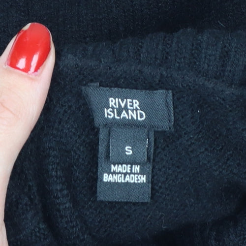 River Island Women Black S High Neck Knit Jumper Dress