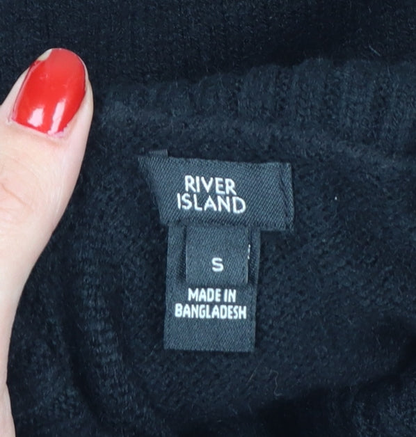 River Island Women Black S High Neck Knit Jumper Dress