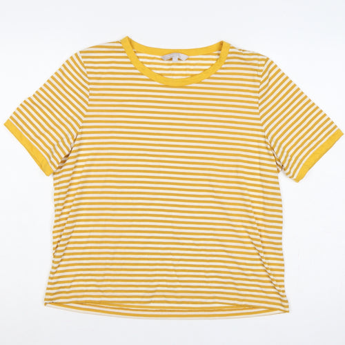Red Herring Women’s Yellow White Stripe Ringer T-Shirt UK 16
