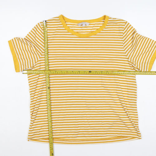 Red Herring Women’s Yellow White Stripe Ringer T-Shirt UK 16