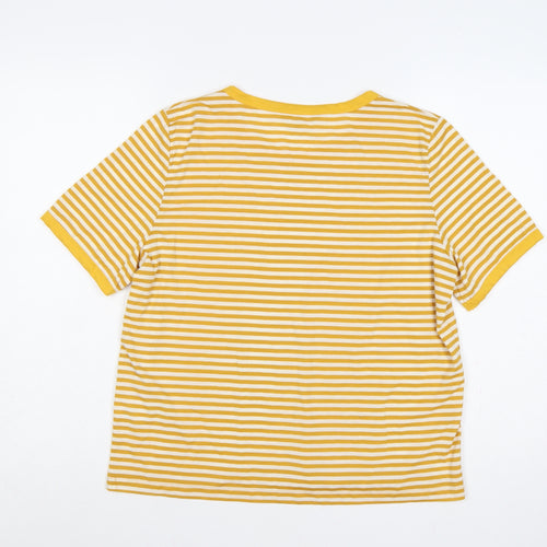 Red Herring Women’s Yellow White Stripe Ringer T-Shirt UK 16