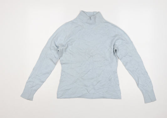 The Cashmere Company Women Blue S Silk Cashmere Roll Neck Jumper