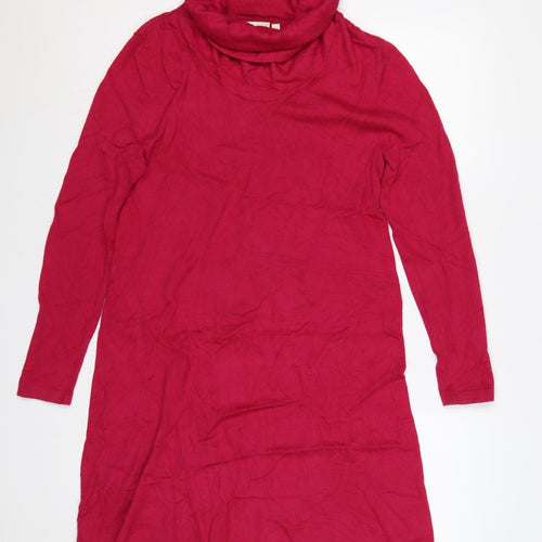Adini Women Red S Knee Length Cowl Neck Knit Jumper Dress