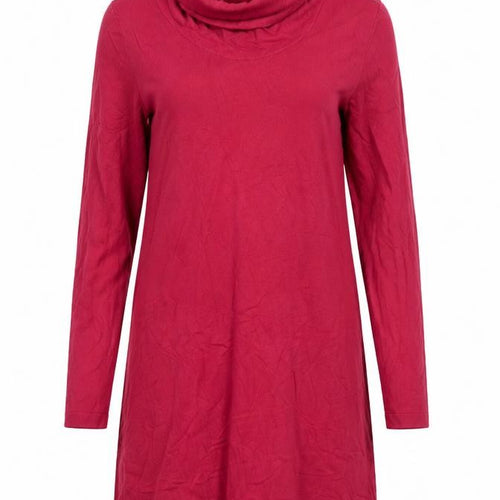 Adini Women Red S Knee Length Cowl Neck Knit Jumper Dress