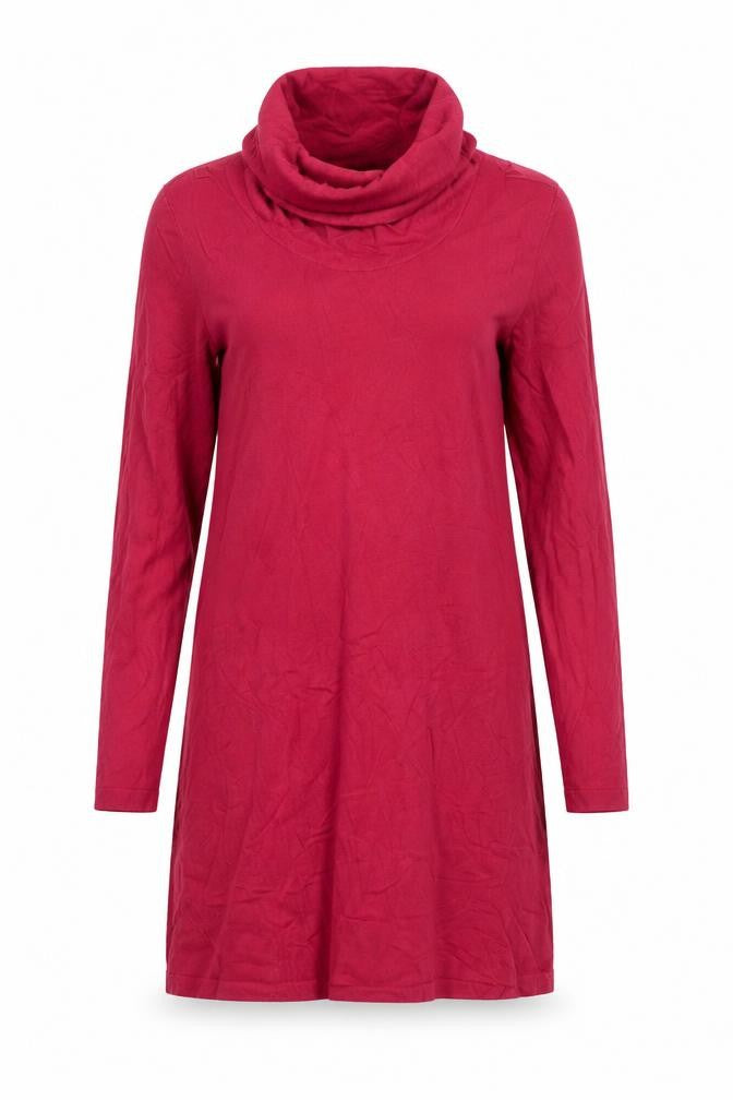 Adini Women Red S Knee Length Cowl Neck Knit Jumper Dress