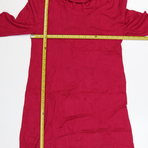 Adini Women Red S Knee Length Cowl Neck Knit Jumper Dress