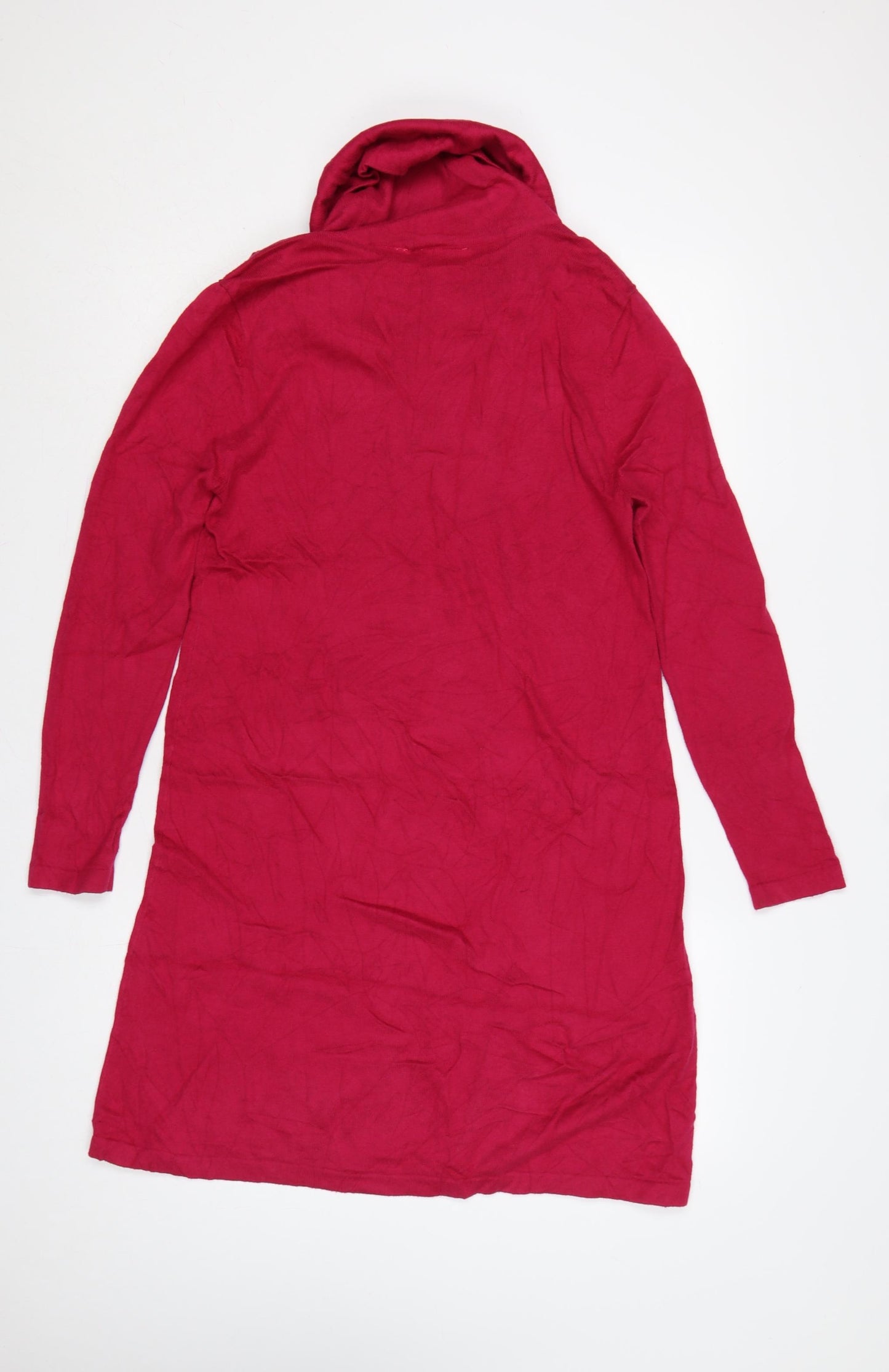 Adini Women Red S Knee Length Cowl Neck Knit Jumper Dress