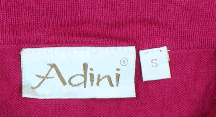 Adini Women Red S Knee Length Cowl Neck Knit Jumper Dress