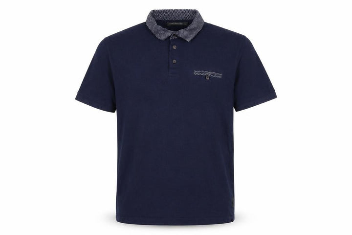 French Connection Men's Blue XL Short Sleeve Contrast Collar Polo Shirt