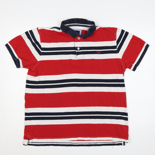 Crew Clothing Company Men’s XL Red Striped Cotton Short Sleeve Polo