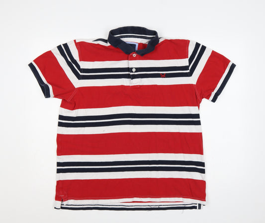 Crew Clothing Company Men’s XL Red Striped Cotton Short Sleeve Polo