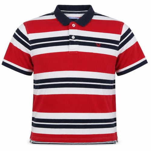 Crew Clothing Company Men’s XL Red Striped Cotton Short Sleeve Polo