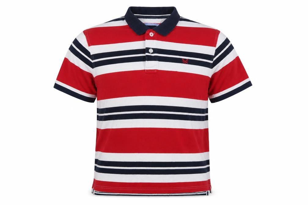 Crew Clothing Company Men’s XL Red Striped Cotton Short Sleeve Polo