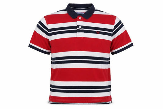 Crew Clothing Company Men’s XL Red Striped Cotton Short Sleeve Polo