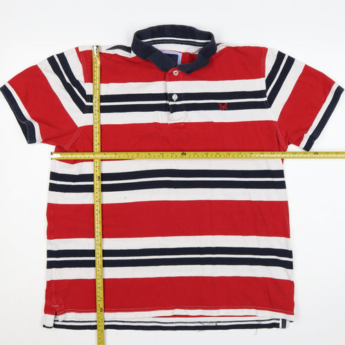Crew Clothing Company Men’s XL Red Striped Cotton Short Sleeve Polo