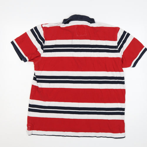 Crew Clothing Company Men’s XL Red Striped Cotton Short Sleeve Polo