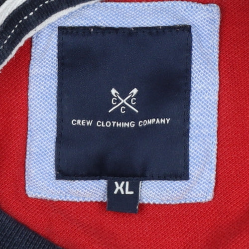 Crew Clothing Company Men’s XL Red Striped Cotton Short Sleeve Polo
