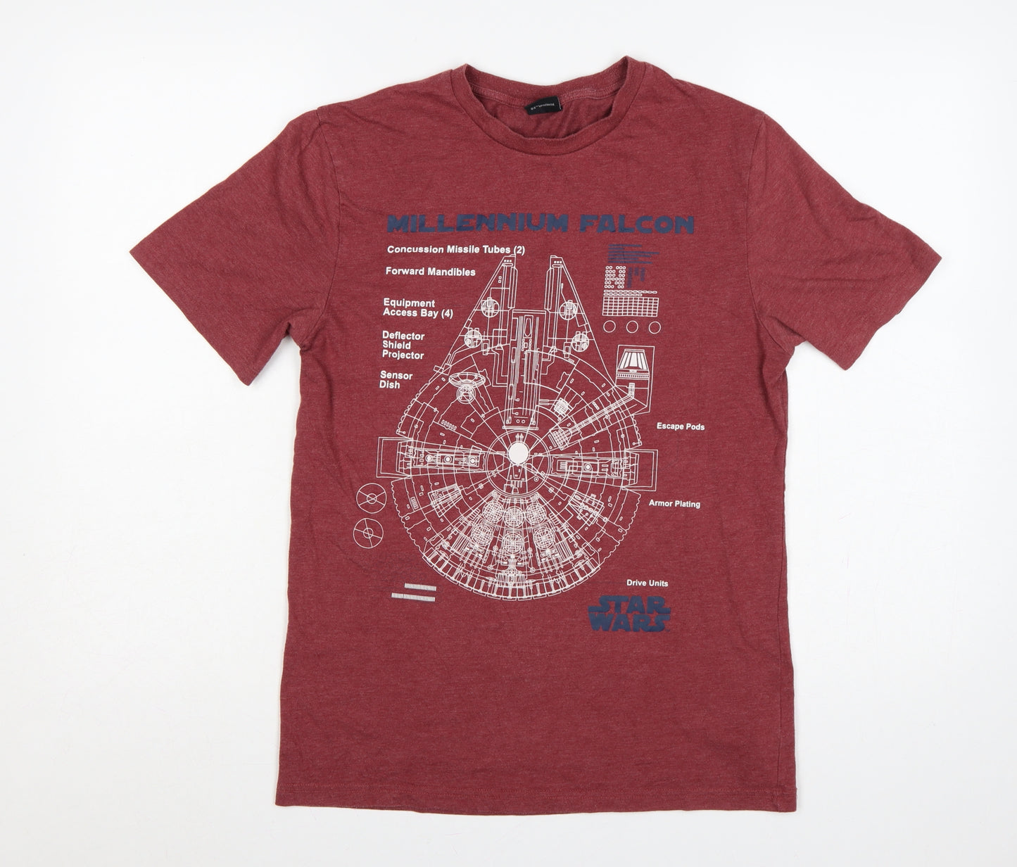 Star Wars Men’s Red S Millennium Falcon Graphic Crew Neck T-Shirt