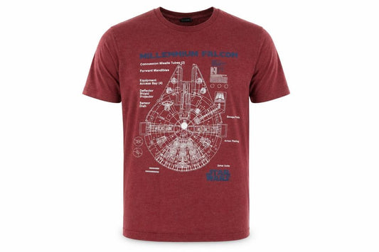 Star Wars Men’s Red S Millennium Falcon Graphic Crew Neck T-Shirt