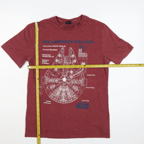 Star Wars Men’s Red S Millennium Falcon Graphic Crew Neck T-Shirt