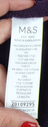Marks and Spencer Men Purple XL Cotton Polo Shirt Contrast Trim