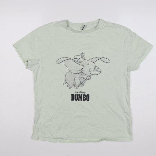 George Women Green Size 8 Disney Dumbo Cotton Crew Neck T-Shirt