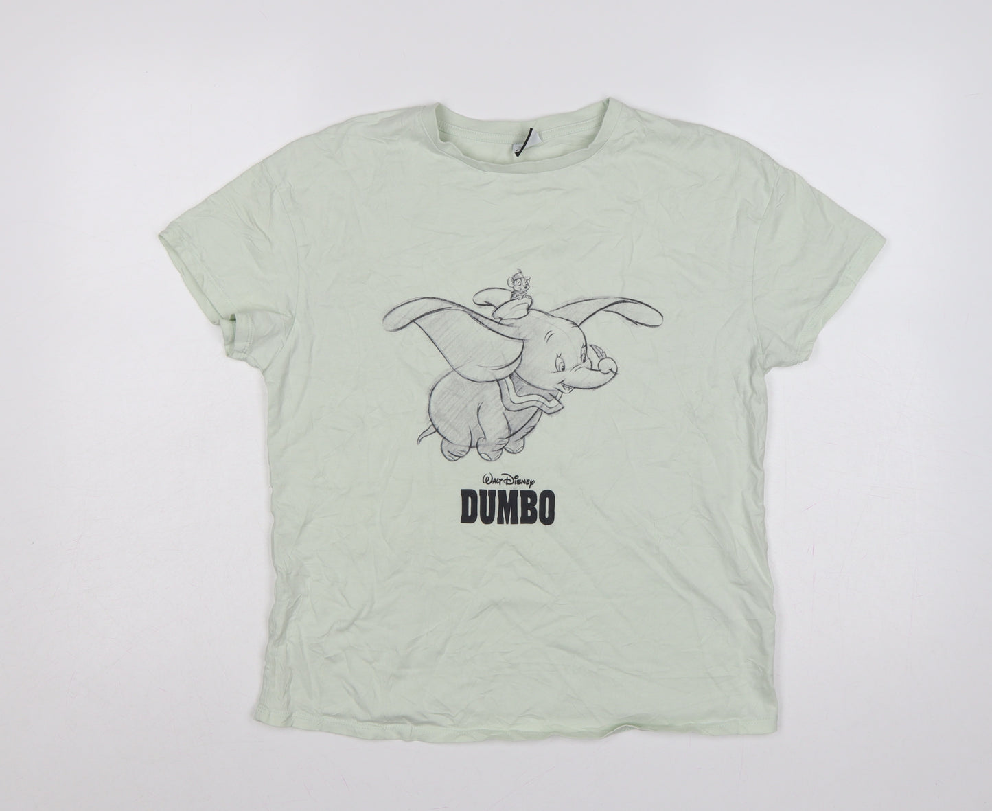 George Women Green Size 8 Disney Dumbo Cotton Crew Neck T-Shirt