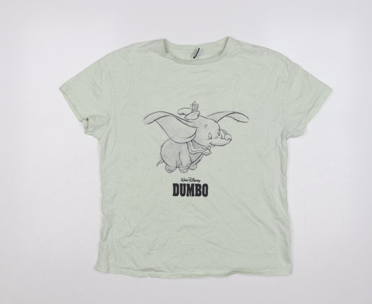 George Women Green Size 8 Disney Dumbo Cotton Crew Neck T-Shirt
