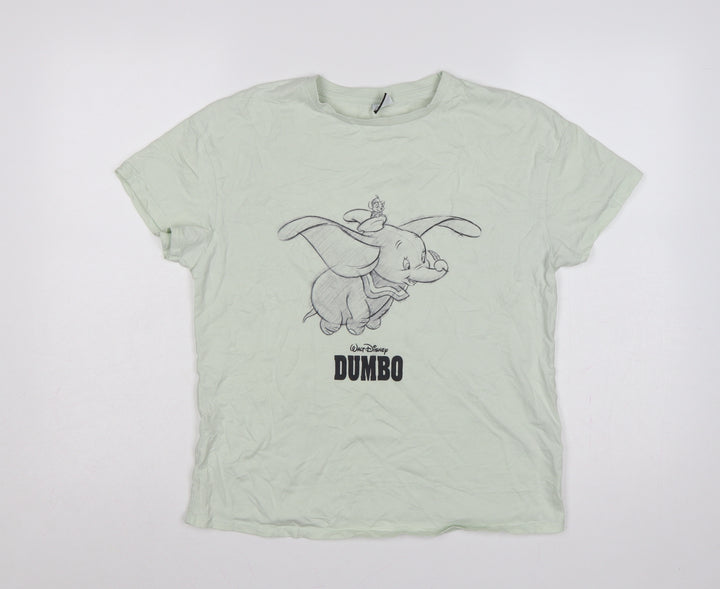 George Women Green Size 8 Disney Dumbo Cotton Crew Neck T-Shirt