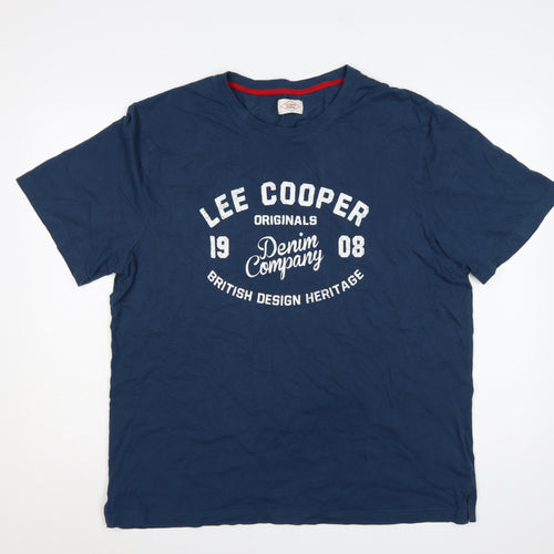 Lee Cooper Men’s Blue 4XL Graphic Print Crew Neck T-Shirt