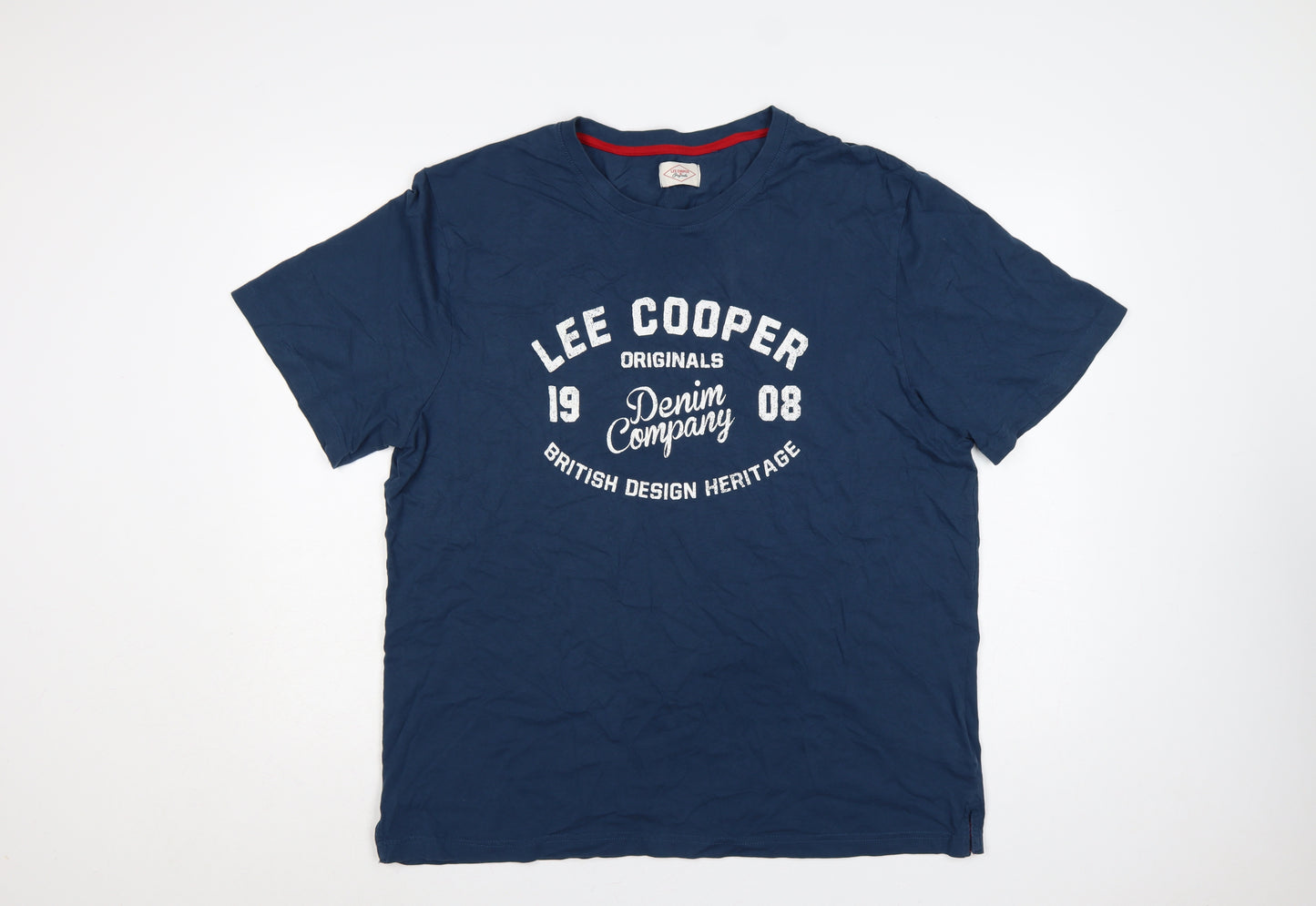Lee Cooper Men’s Blue 4XL Graphic Print Crew Neck T-Shirt