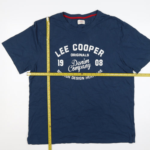 Lee Cooper Men’s Blue 4XL Graphic Print Crew Neck T-Shirt