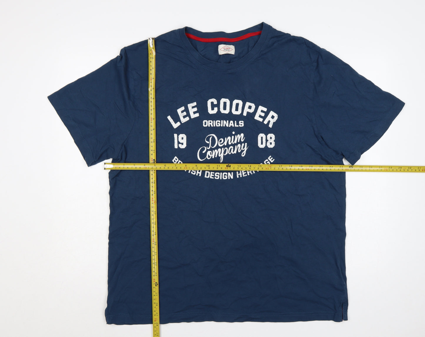 Lee Cooper Men’s Blue 4XL Graphic Print Crew Neck T-Shirt