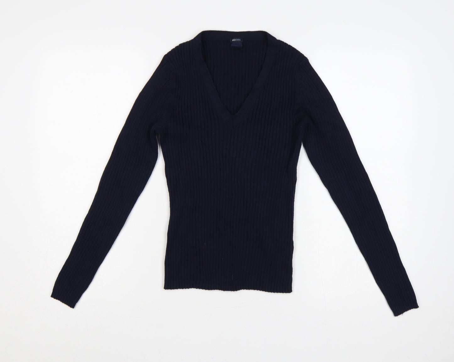 GAP Women’s Navy Blue S Rib Knit V-Neck Slim Pullover Jumper