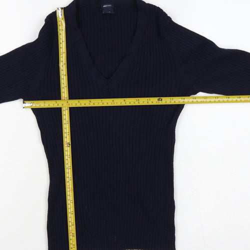 GAP Women’s Navy Blue S Rib Knit V-Neck Slim Pullover Jumper