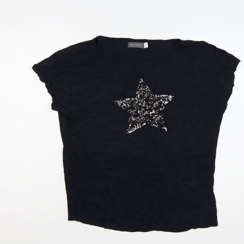 Mint Velvet Women Black L Sequin Star Crew Neck Jersey T-Shirt