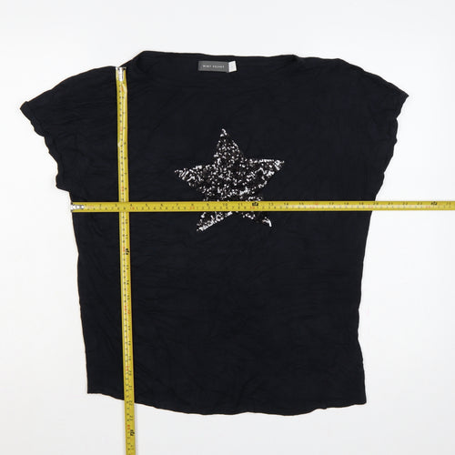 Mint Velvet Women Black L Sequin Star Crew Neck Jersey T-Shirt