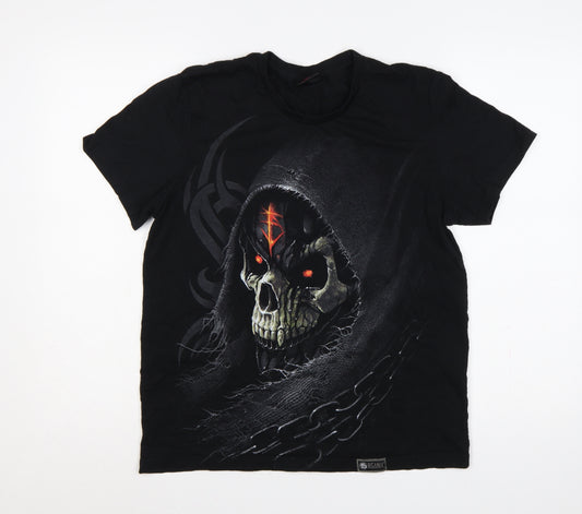 Spiral Men’s Black L Gothic Skull Graphic Print Crew Neck T-Shirt