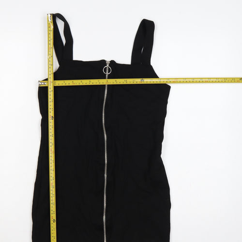 Monki Women Black UK 14 Basic Zip Front Sleeveless Bodycon Mini Dress