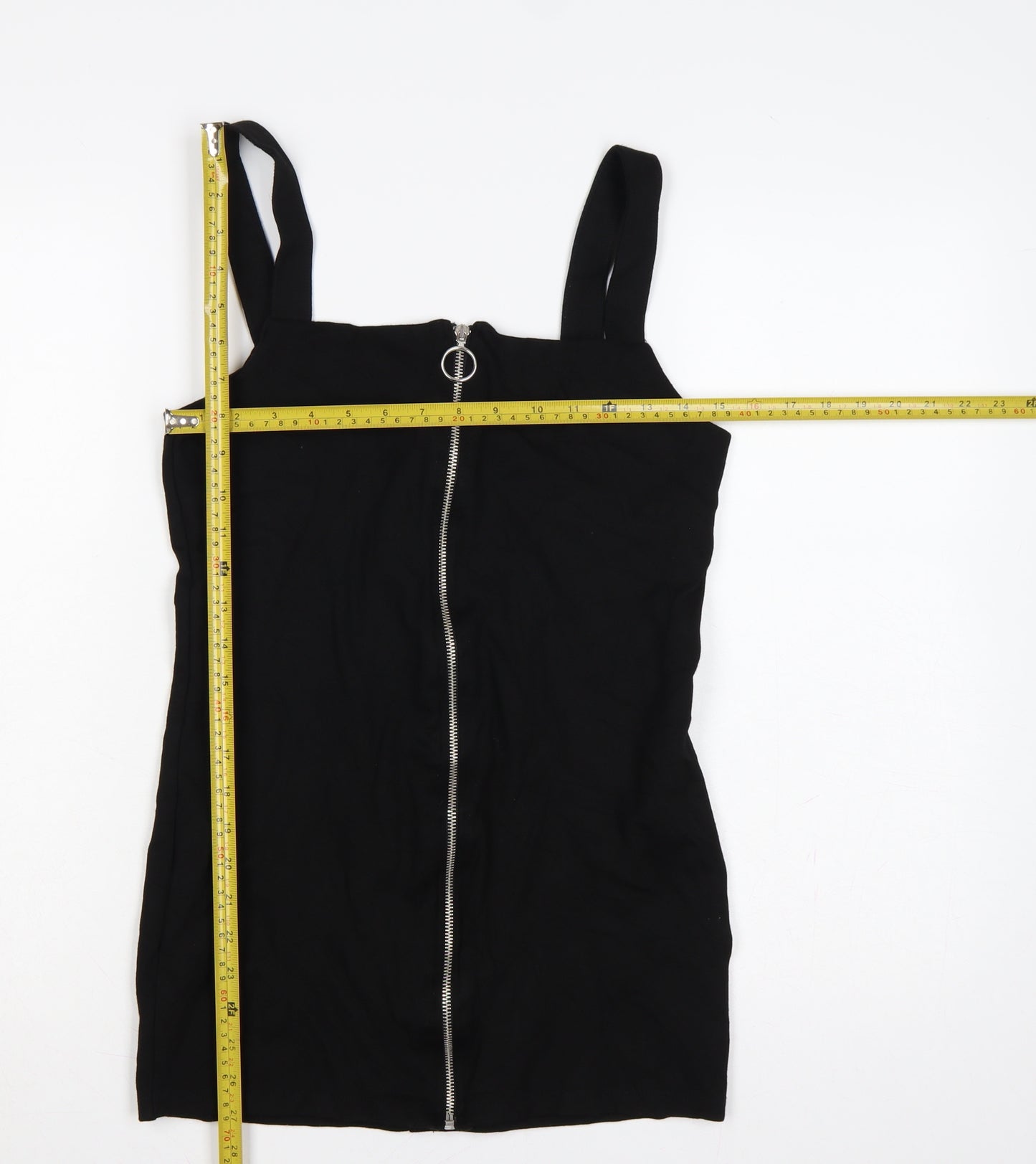 Monki Women Black UK 14 Basic Zip Front Sleeveless Bodycon Mini Dress