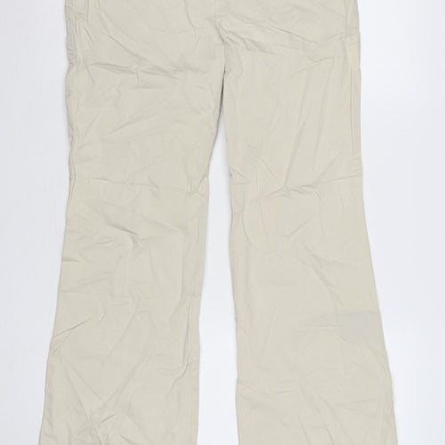 Next Women Beige UK 12 Regular Cargo Bootcut Cotton Trousers