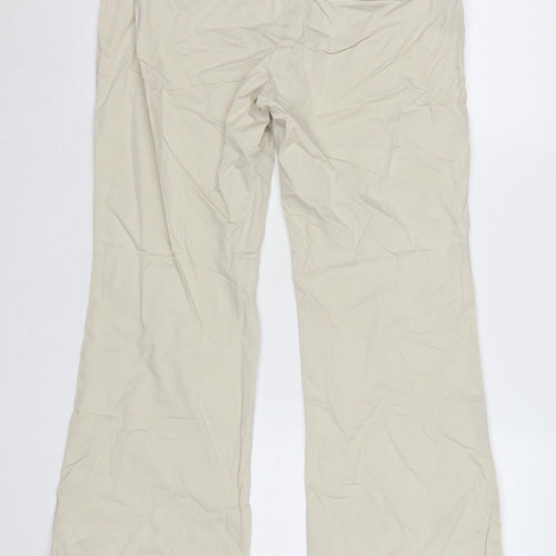 Next Women Beige UK 12 Regular Cargo Bootcut Cotton Trousers