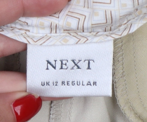 Next Women Beige UK 12 Regular Cargo Bootcut Cotton Trousers