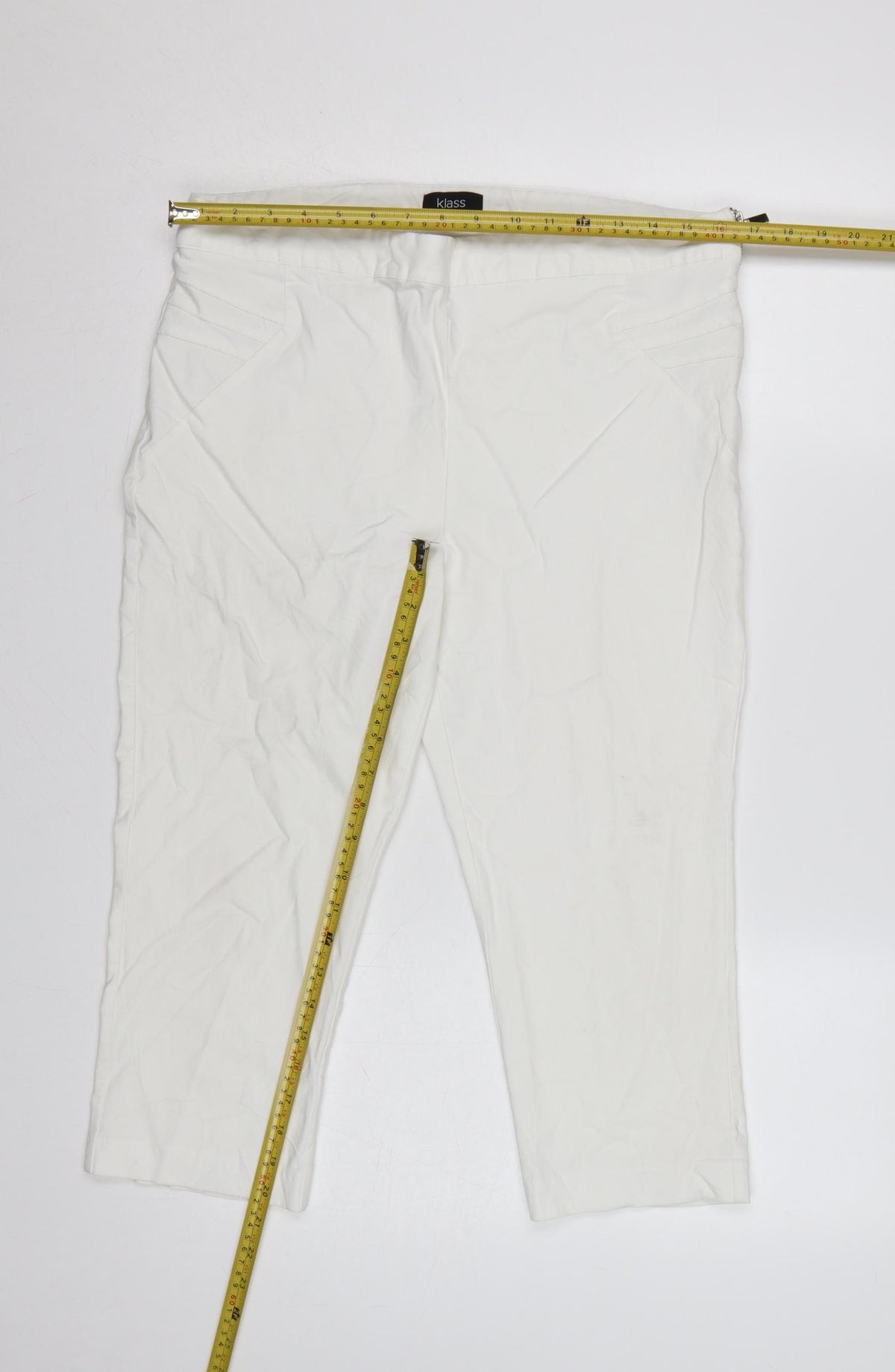 Klass Women’s White Size 16 Capri Tapered Trousers Side Zip