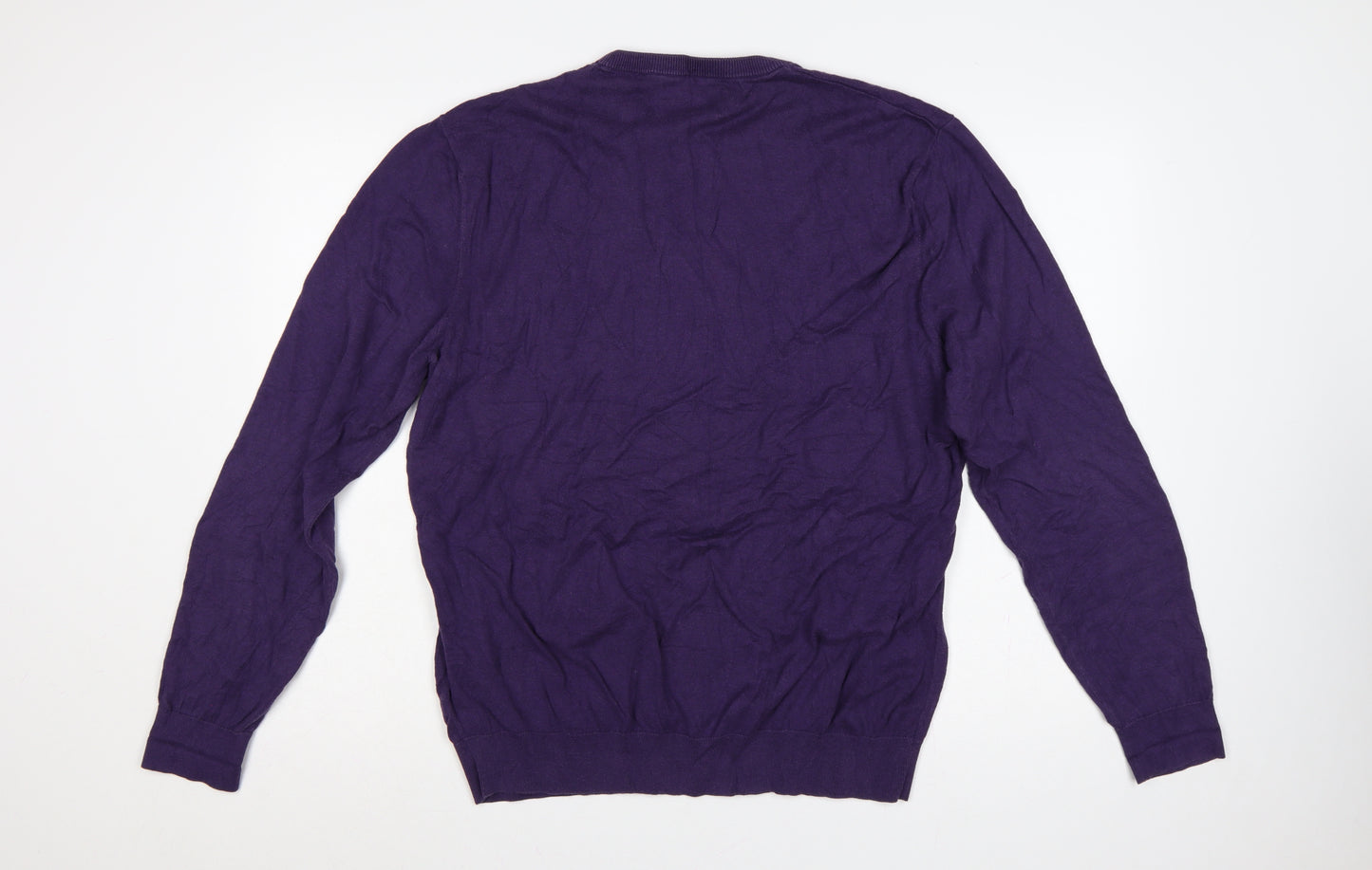 Original Penguin Men Purple XXL Cotton Crew Neck Logo Pullover Jumper